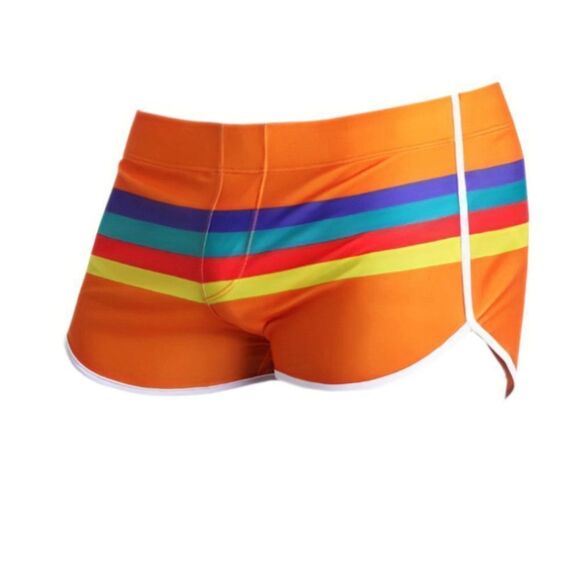 Other - Men's Sexy Orange Striped Swimwear Trunks Resort Shorts Orange S